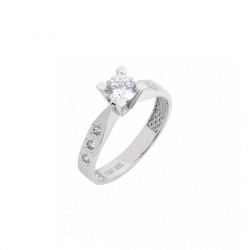 Single stone ring made of 14ct white gold 