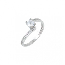 Single stone ring from white gold 14k  flame with zircons  