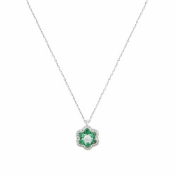 14ct White Gold Necklace Flower With Zircon 