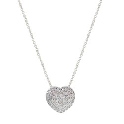 14ct white gold heart necklace with zircon 
