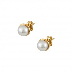 9K Gold Stud Earrings with Pearls sk171