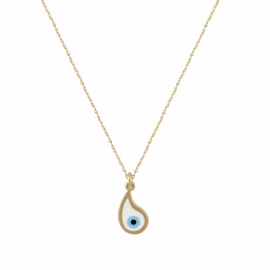 14ct gold eye necklace with enamel k087