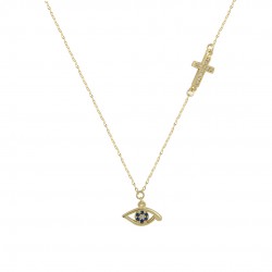 14k gold necklace with eyelet and cross k129