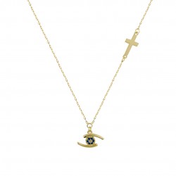 14k gold necklace with eyelet and cross k128