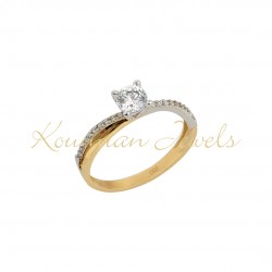 Single Stone Gold Engagement Ring 14K White Gold d185