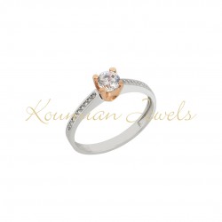 14K White Gold Rose Gold Single Stone Engagement Ring With Zircon d194