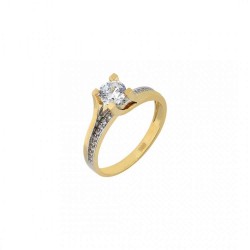 Single stone Engagement ring 14ct gold flame 