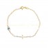 Gold bracelet with eye and cross aqua marine rozaline stones κ14  