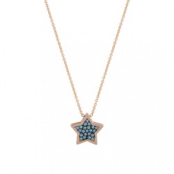 Necklace rose gold 14 carat star with cubic zirconia 