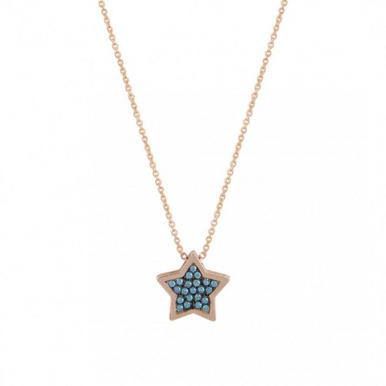 Necklace rose gold 14 carat star with cubic zirconia