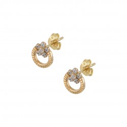 9K Gold Stud Earrings Daisy With Zircon sk167