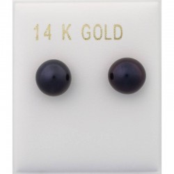 14K Gold Studded Black Pearl Earrings ER129