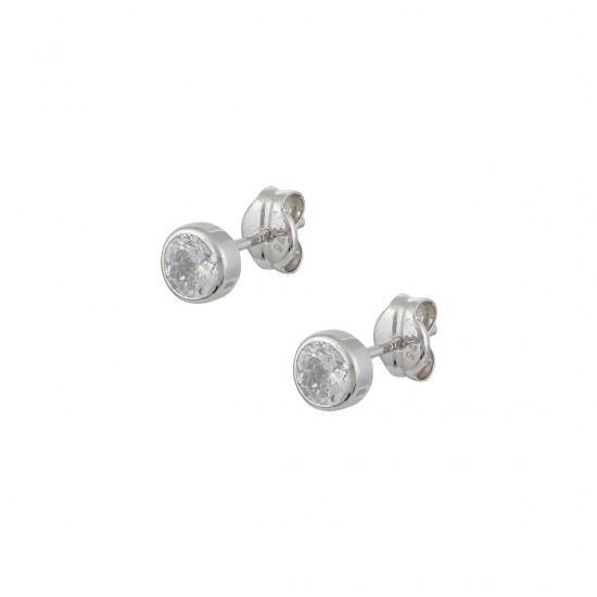 White Gold Stud Earrings 9K Single Stone sk136