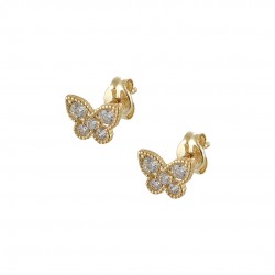 9K Gold Stud Earrings Butterfly with white zirconia sk128