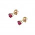 9K Gold Stud Earrings Heart With Red Zircons sk129