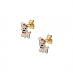 Earrings Children's Gold Studded 9K Dog Enamel sk156