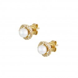 14ct Gold Earrings Pearl Rosette