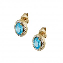 14ct carat rosette earrings with sea and white zircon 