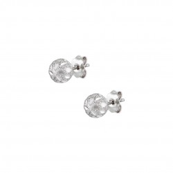 14ct white gold earrings with studded ball 
