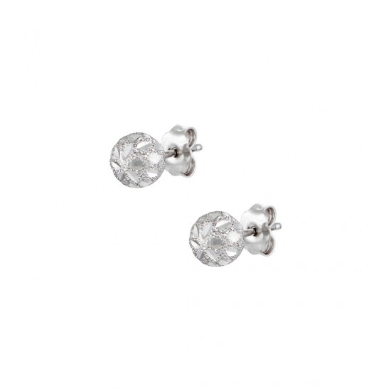 14ct white gold earrings with studded ball
