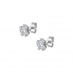 14ct white and gold rosette earrings with white zircon 