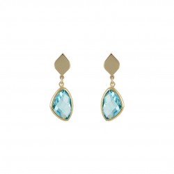 Gold earrings k14 with aqua marine pendants