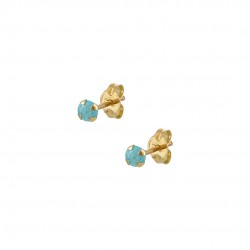 Earrings Children's Gold Studded 9K Blue stone sk163