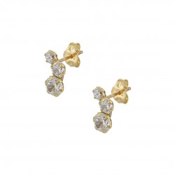 14k gold single stone earrings with zircons sk186