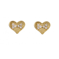 Σκουλαρίκια χρυσά 14 καρατίων καρφωτά καρδιά με ζιργκον sk8063