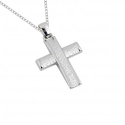 Christening cross 14 carat white gold with chain 