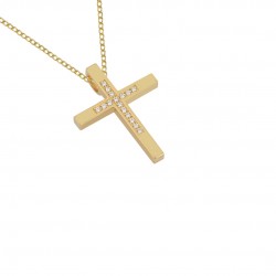 Christening Cross Gold For Girl 14 carats with Chain F172