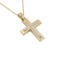 Christening cross 14 carat gold with chain for boy matte textured 