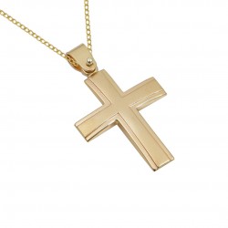 Baptismal Cross Gold With Chain 14k for boy mat center