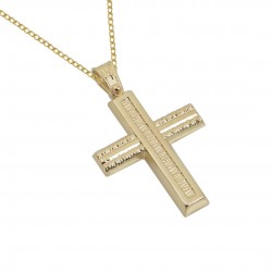 Christening cross 14 carat gold with chain for boy mat