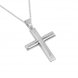 Baptismal cross engagement white gold 14 k with chain For a boy