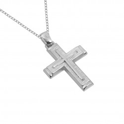 Baptismal cross engagement white gold 14 k with chain