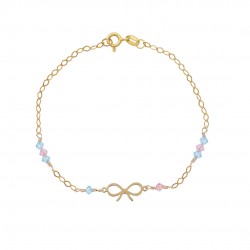 14ct gold bracelet with infinity and light blue