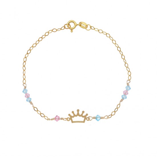 14 k gold bracelet with crown stones