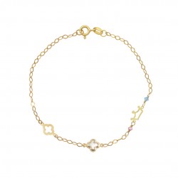 14ct gold bracelet with crown ivory cross