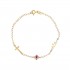14K Gold Bracelet With Cross Crown And Eye Stud Pink Handmade