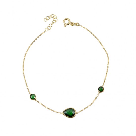 14ct gold women s bracelet with green zircon