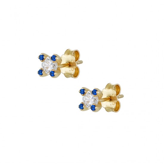 14ct gold earrings with white zircons