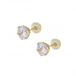 14ct gold earrings NAILS WITH WHITE ZIRCON 6 6.5 MM