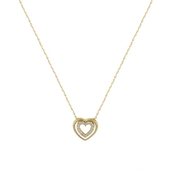Heart necklace 14k gold with zirconia k112