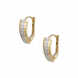 14k gold and white gold dangling laser cut earrings sk188