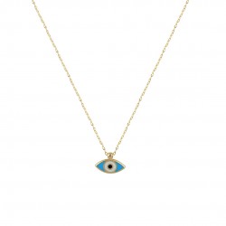 14k gold necklace eye with k118 blue enamel
