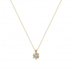 14k gold Monopetro Necklace with white Zircon k119