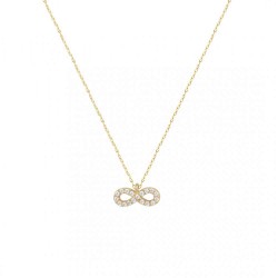 Infinite 14 carat gold Necklace with white zircons 