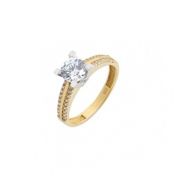 Single stone ring made of 14 carat gold 