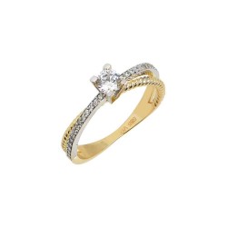 Single stone ring made of gold and white gold 14 carats 